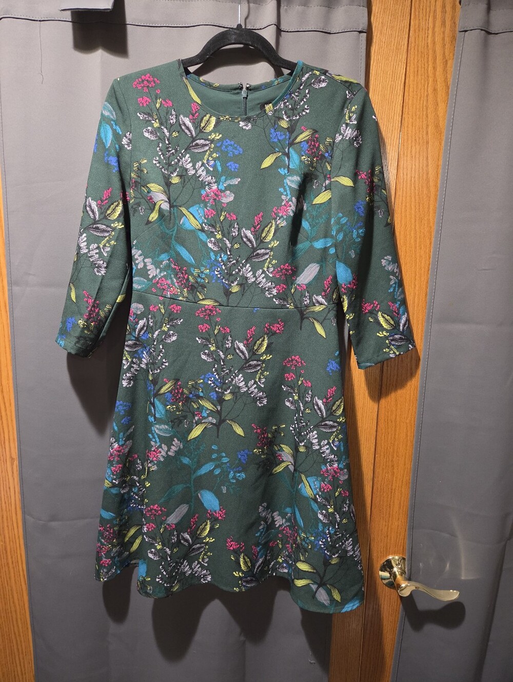 Banana Republic Floral Fit-and-Flare Dress in Deep Green